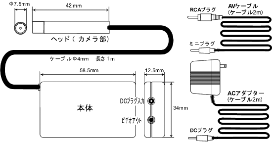 超小型CCDカメラ CCN3412Y ハンディミニ